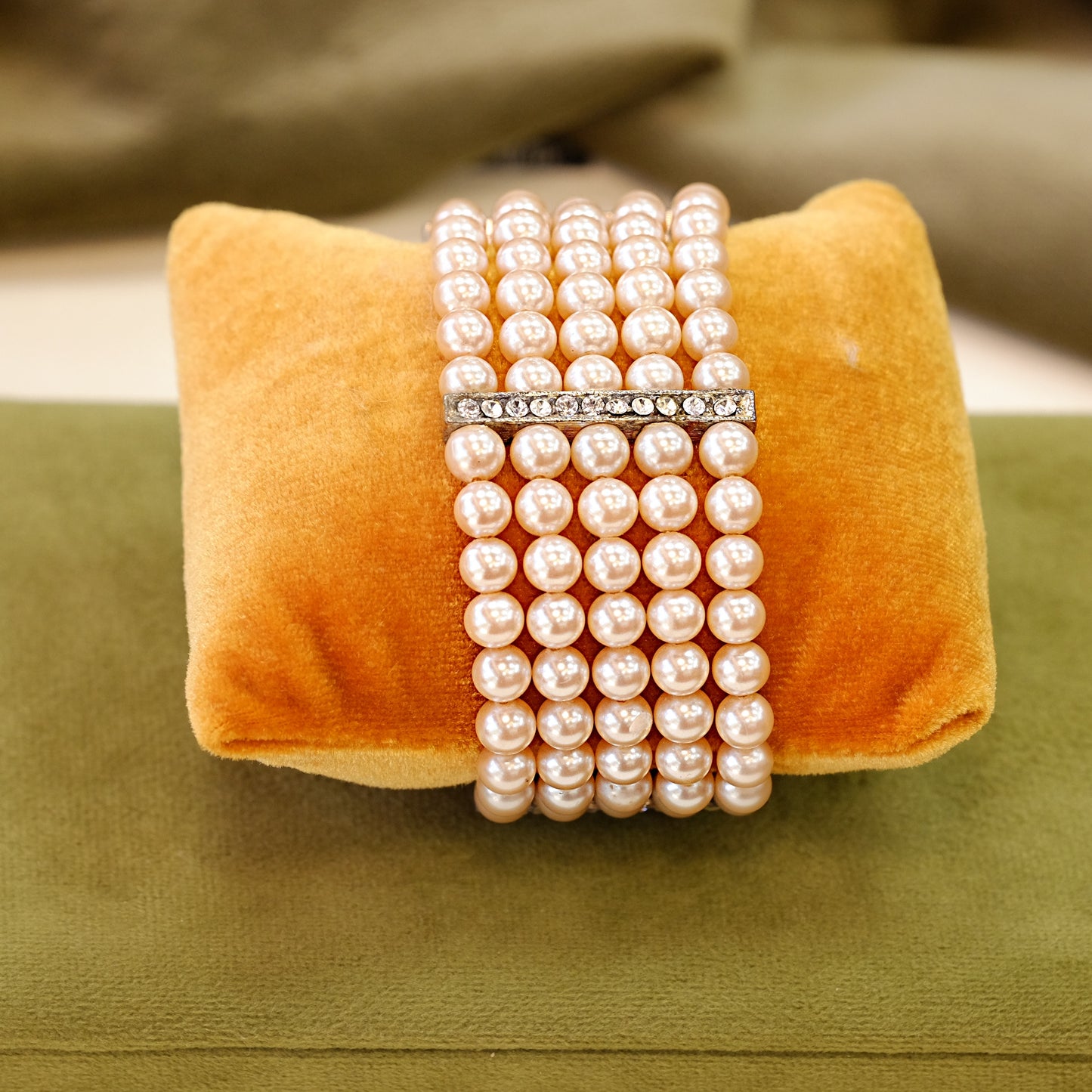 Carolee 5 Strand Pearl & Rhinestone Bracelet