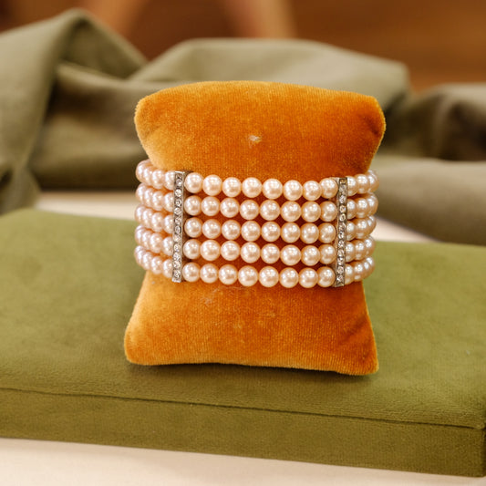 Carolee 5 Strand Pearl & Rhinestone Bracelet