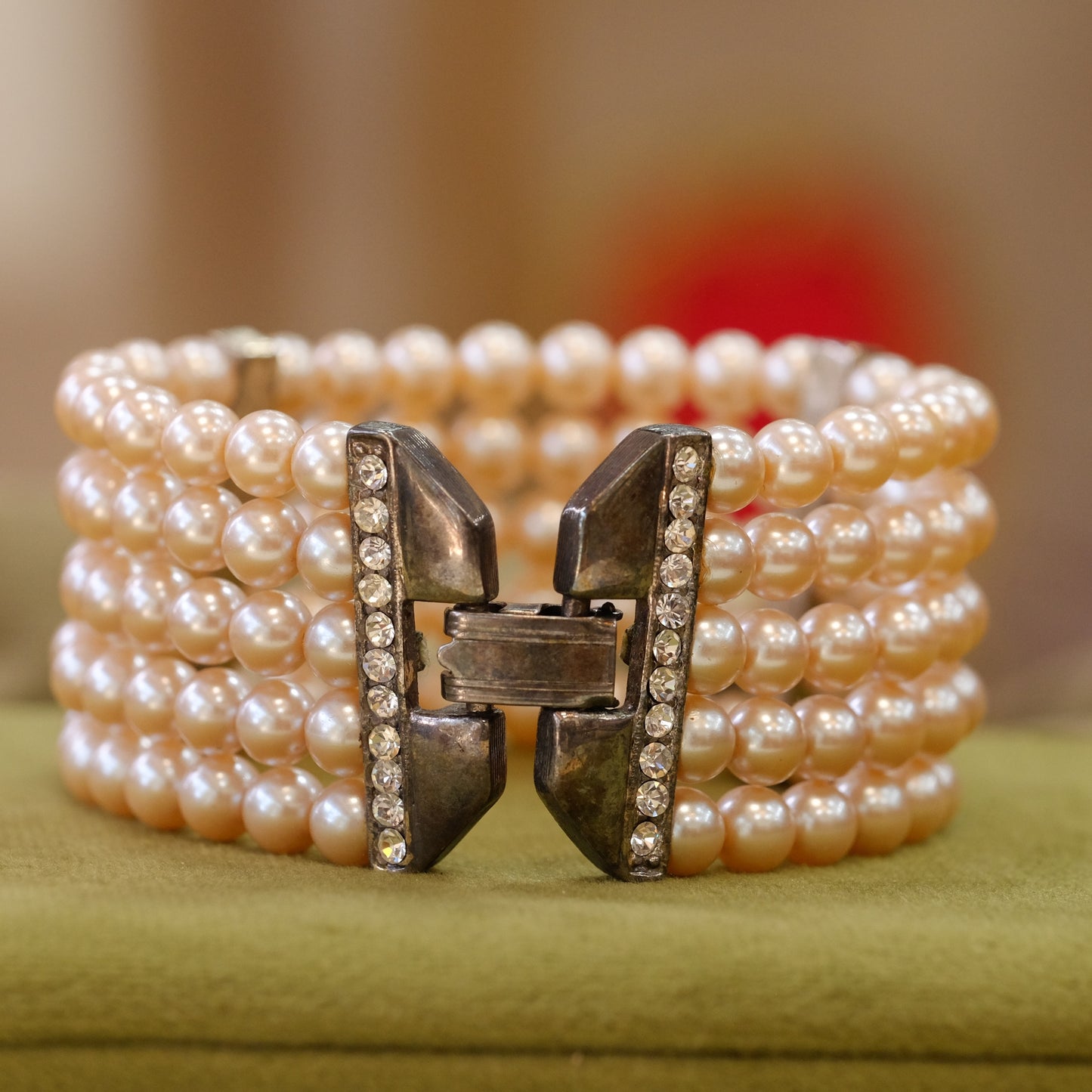 Carolee 5 Strand Pearl & Rhinestone Bracelet
