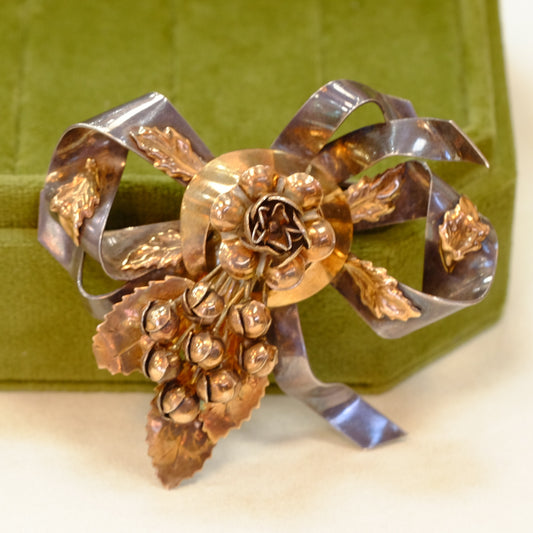 Hobe Sterling Bow Brooch 1940s