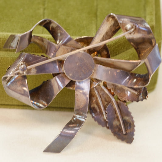 Hobe Sterling Bow Brooch 1940s