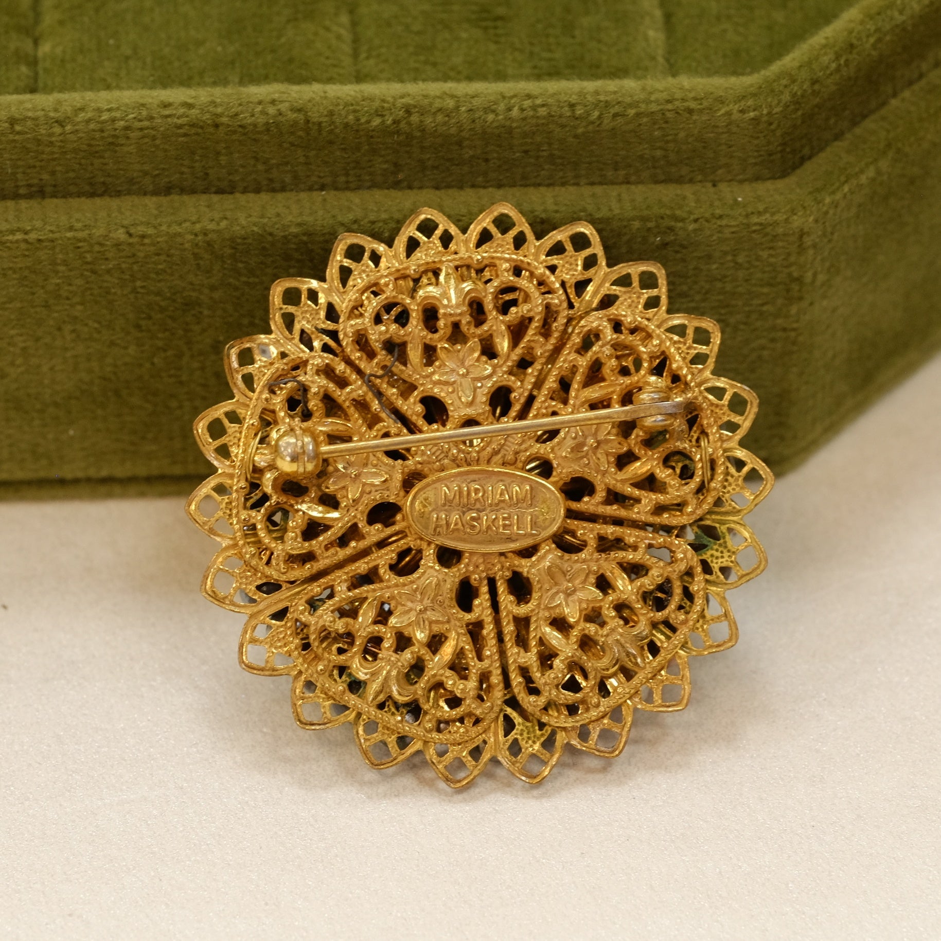 Miriam Haskell Round Seed Pearl Brooch 1960s – Antiques by Anna
