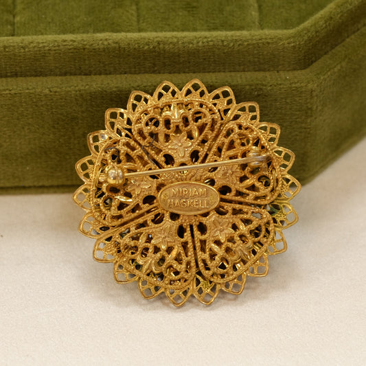 Miriam Haskell Round Seed Pearl Brooch 1960s