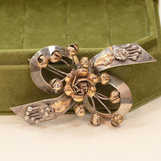 Hobe Sterling Small Bow Brooch 1940s