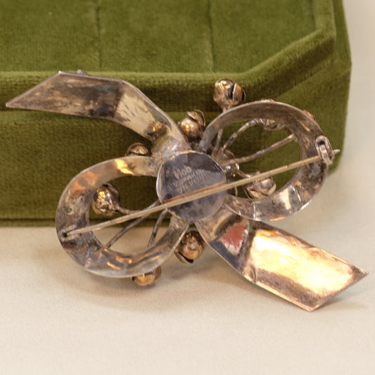 Hobe Sterling Small Bow Brooch 1940s
