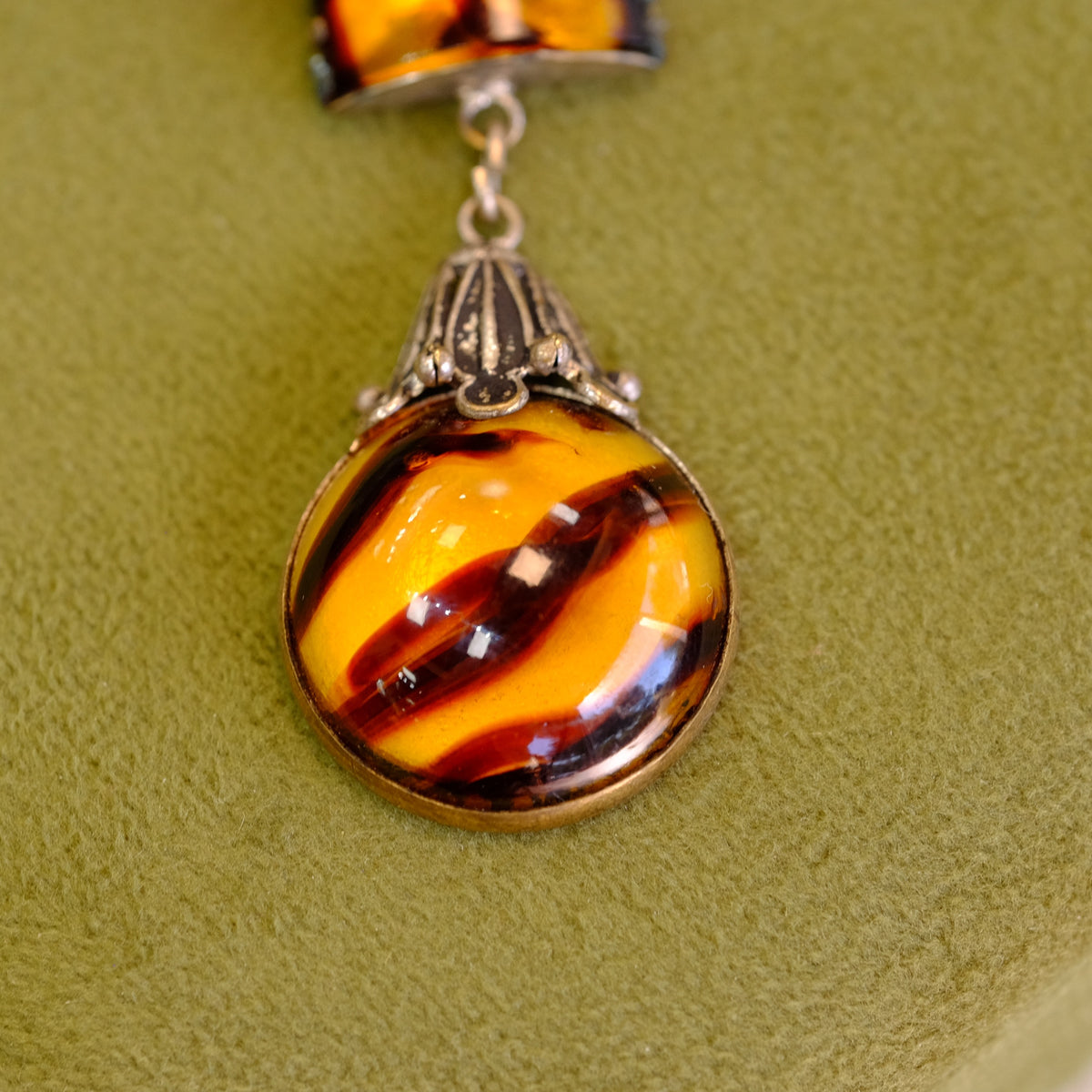 Art Deco Czech Tigers Eye Necklace