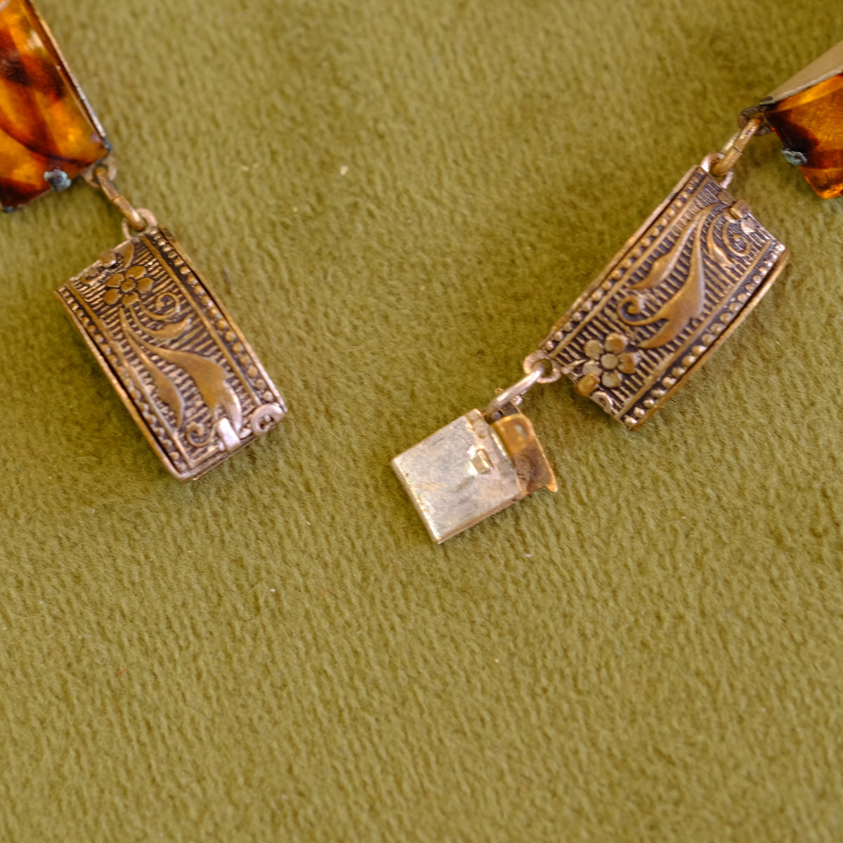 Art Deco Czech Tigers Eye Necklace