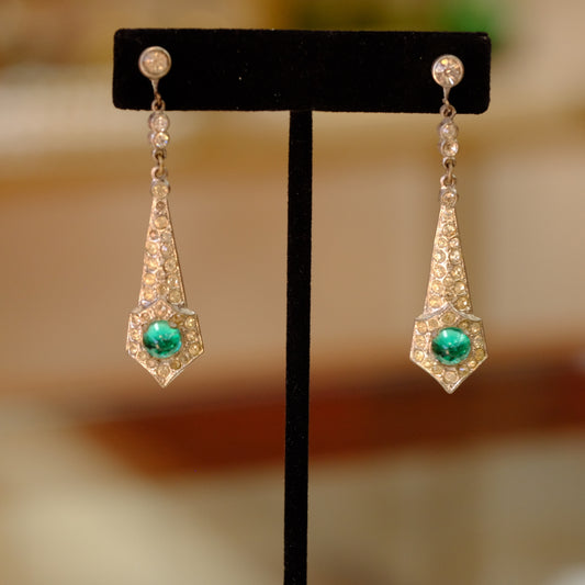 1930's Rhinestone Dangle Earrings