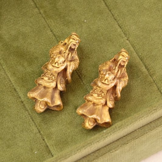 De Nicola Pair Oriental Mini Brooches 1960s