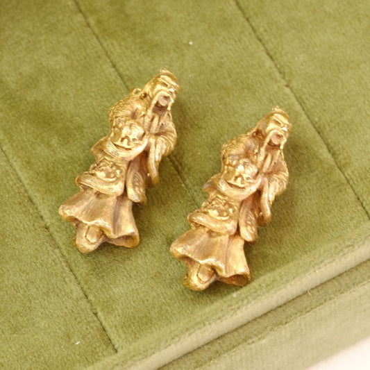 De Nicola Pair Oriental Mini Brooches 1960s