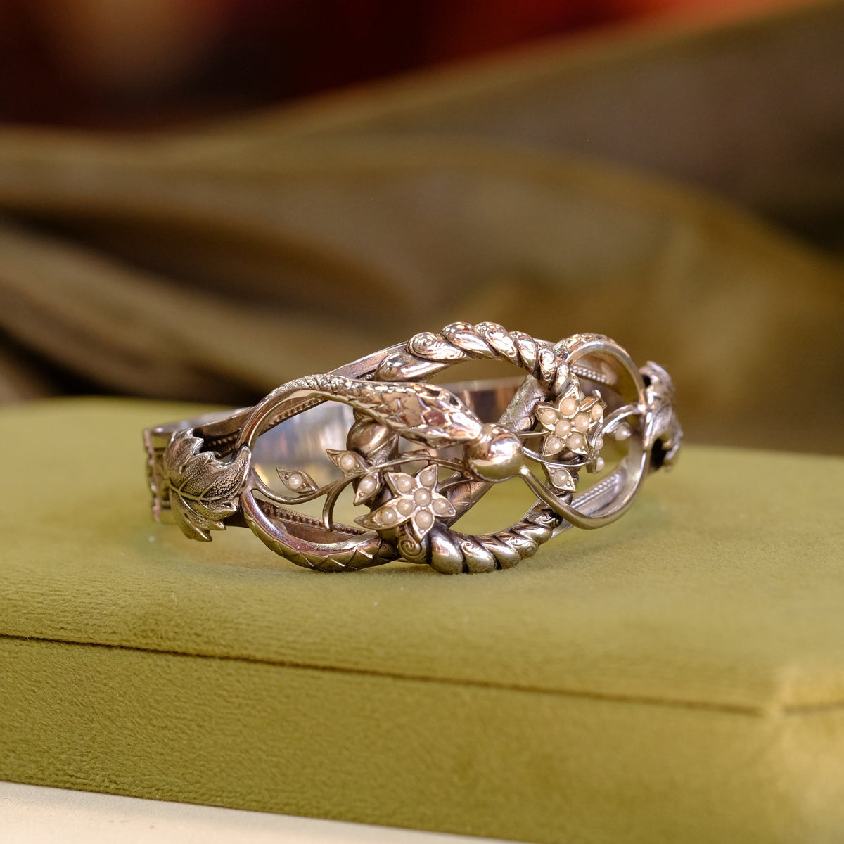 Vintage Silvertone Snake Bracelet