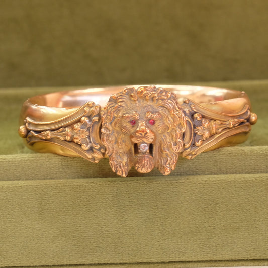 Victorian Gold Filled Bangle with Lion Head 1880s