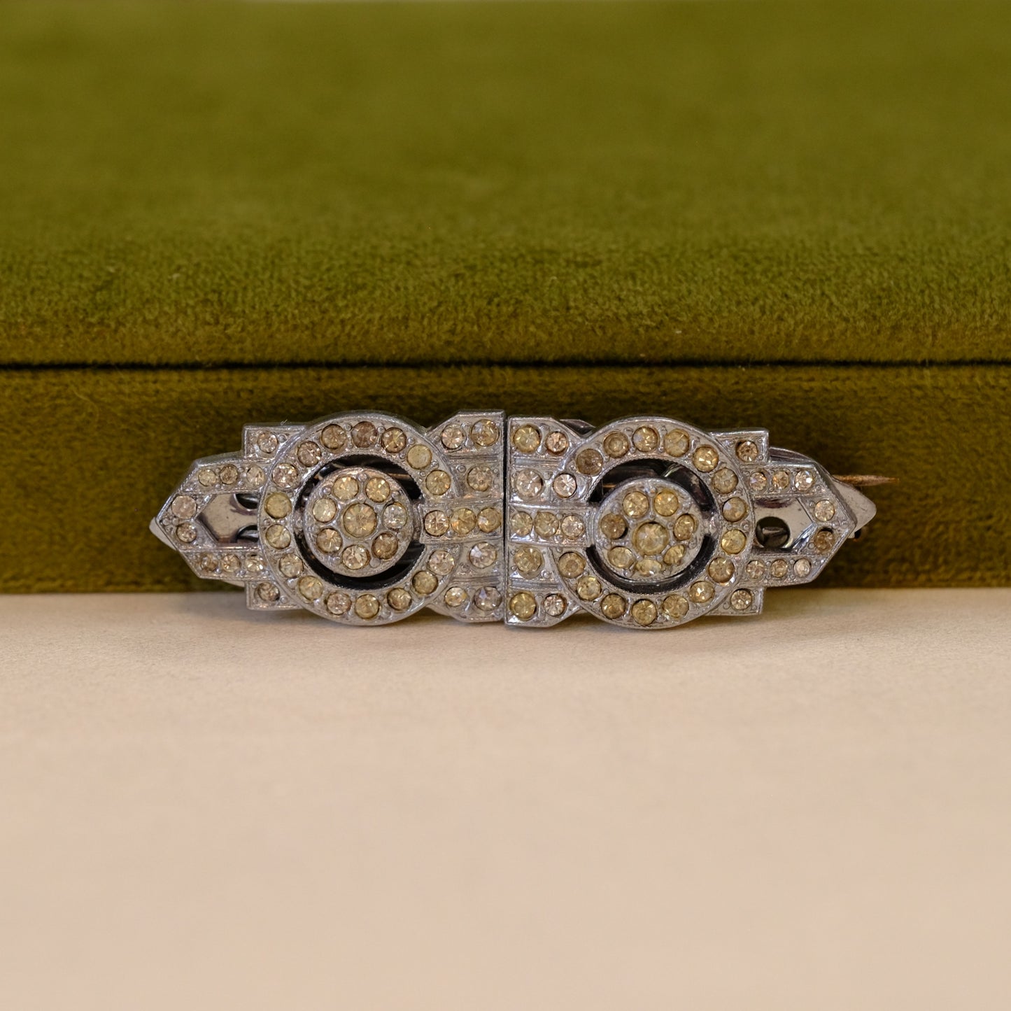 Vintage Czech Rhinestone Duette Brooch / Dress Clips 1940s