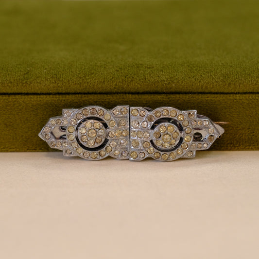 Vintage Czech Rhinestone Duette Brooch / Dress Clips 1940s