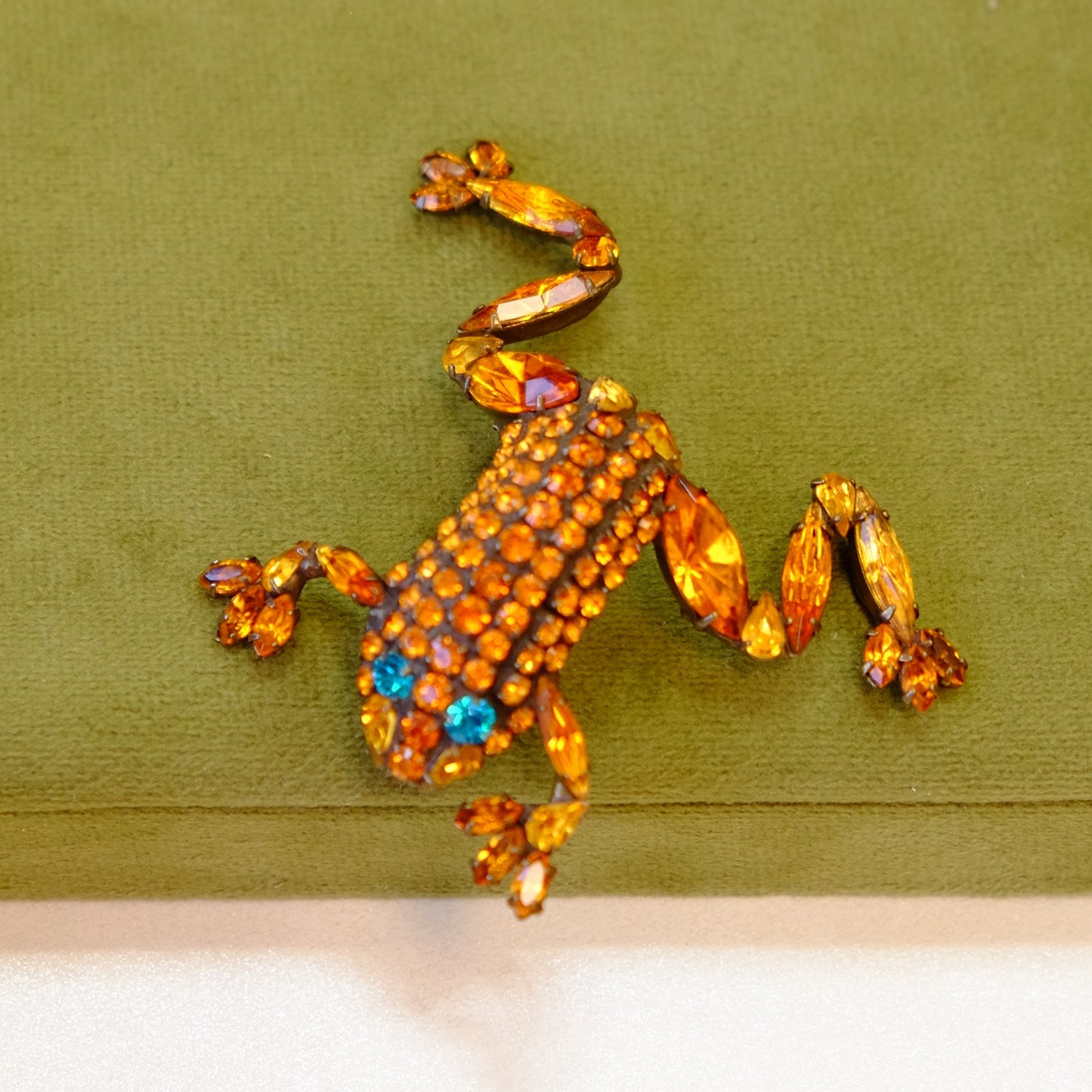 Bauer Frog Brooch with Rhinestones