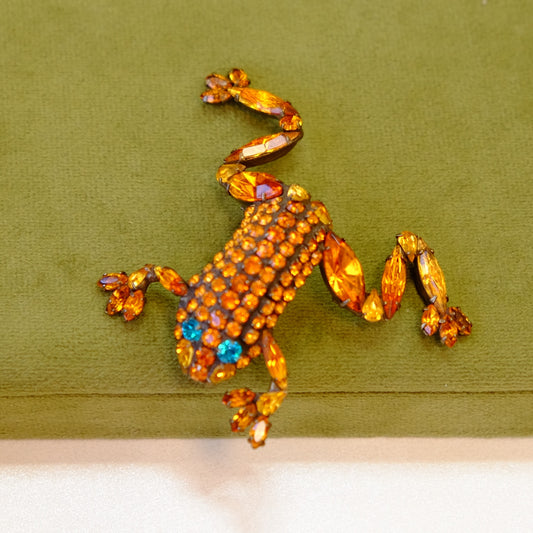 Bauer Frog Brooch with Rhinestones
