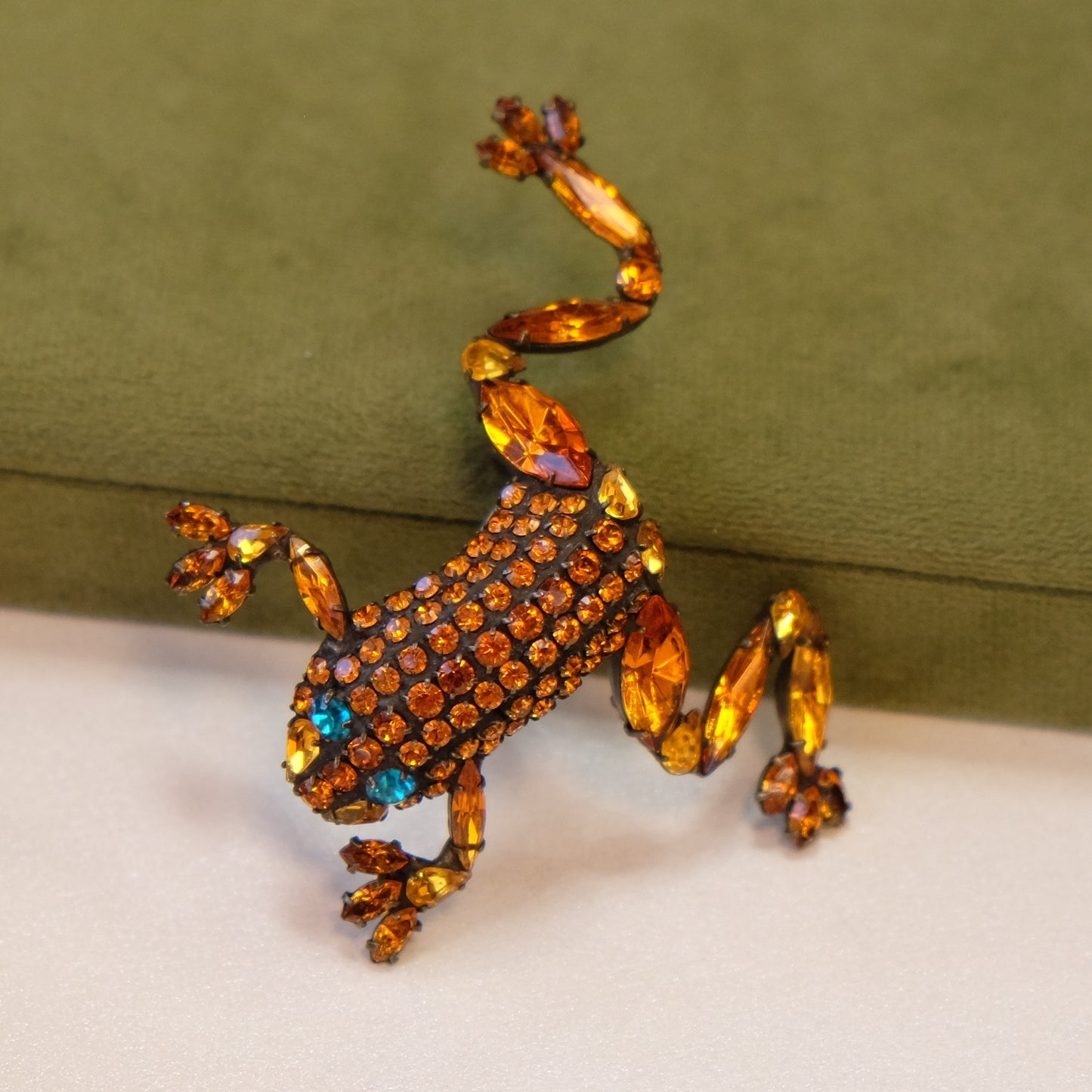 Bauer Frog Brooch with Rhinestones