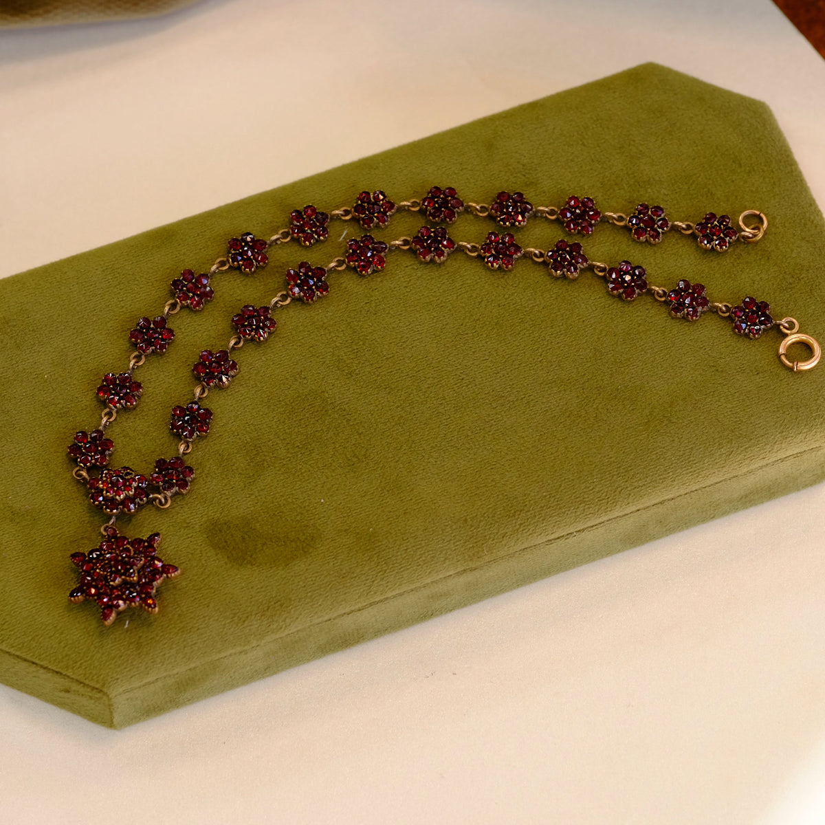 Bohemian Garnet Necklace with Pendant Brooch