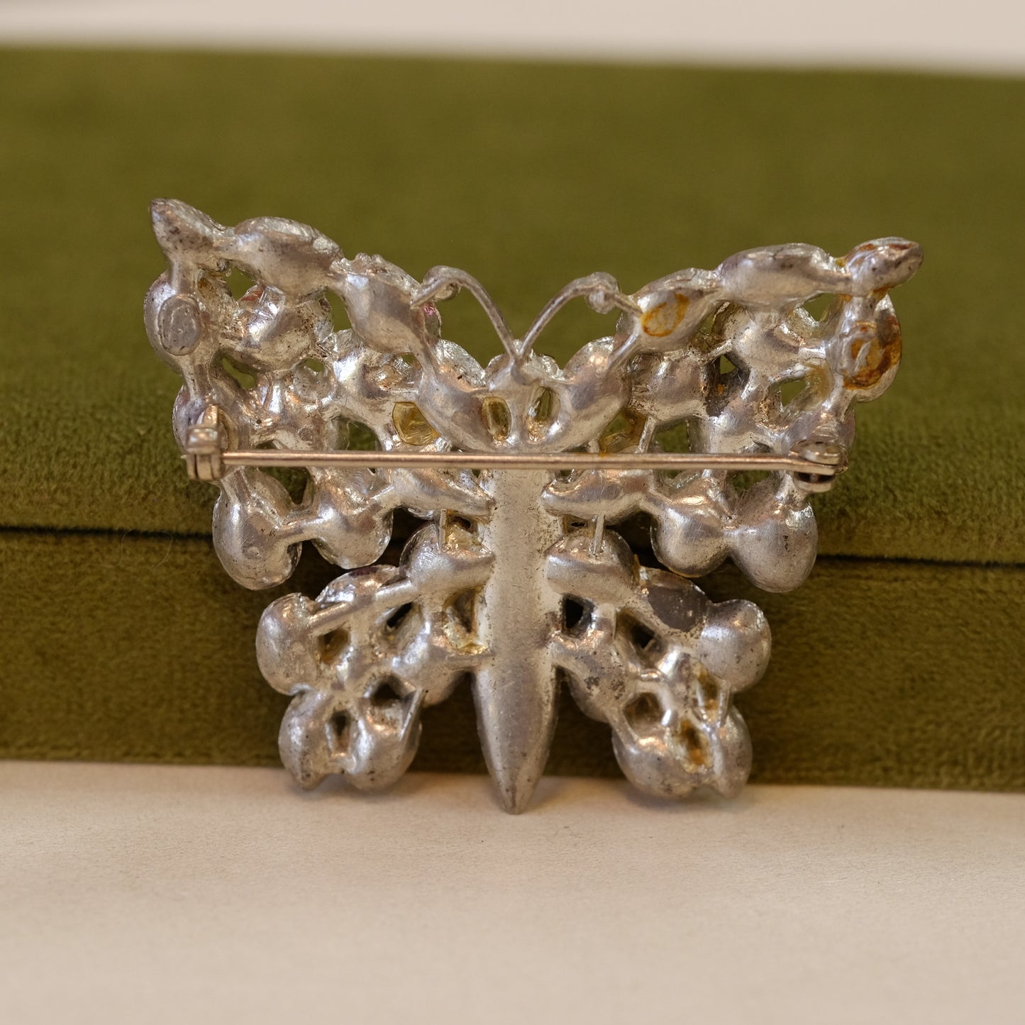 Pink Rhinestone Butterfly Brooch