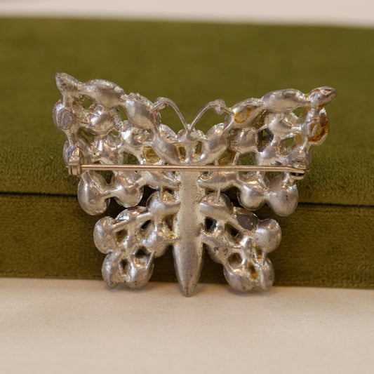 Pink Rhinestone Butterfly Brooch