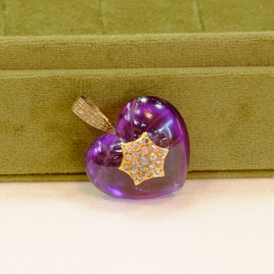 Victorian Amethyst Rose Cut Diamond Pendant 1880s