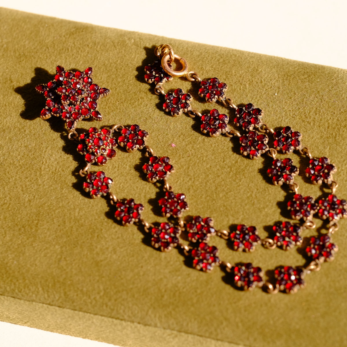 Bohemian Garnet Necklace with Pendant Brooch