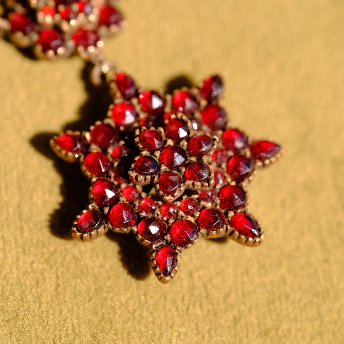 Bohemian Garnet Necklace with Pendant Brooch