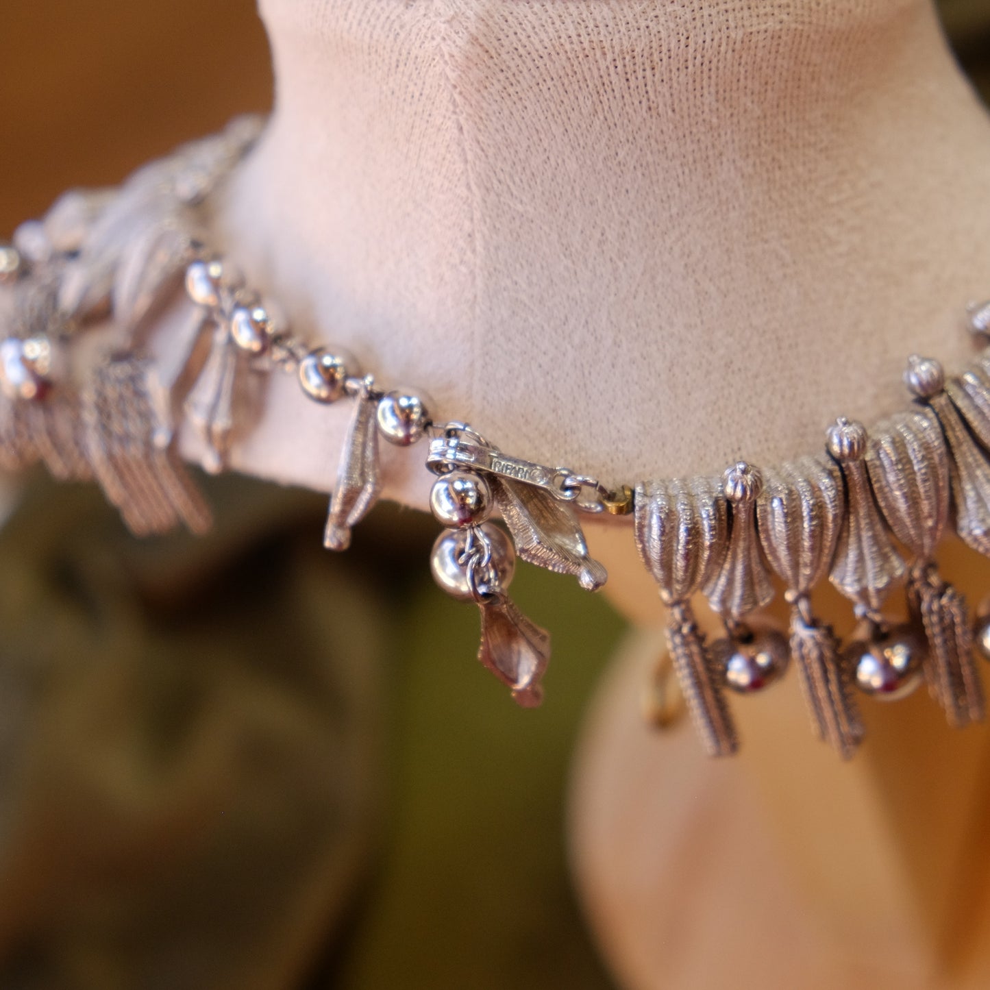 Trifari Multi tassel Silver tone Necklace 1960s