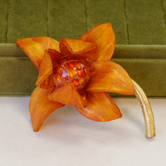 Fabrice Orange Flower Brooch