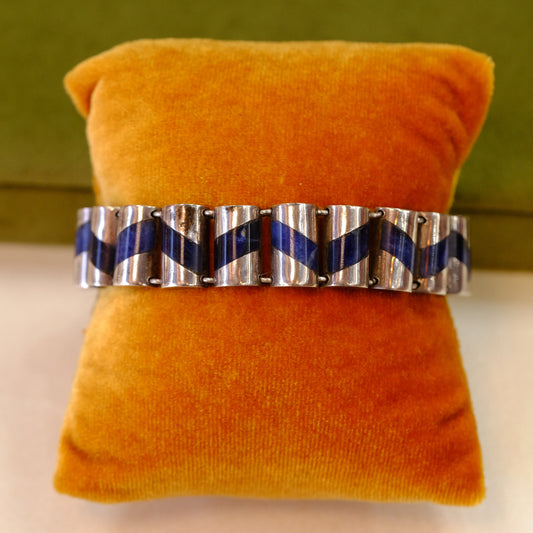 Mexico Sterling Bracelet with Blue Decoration
