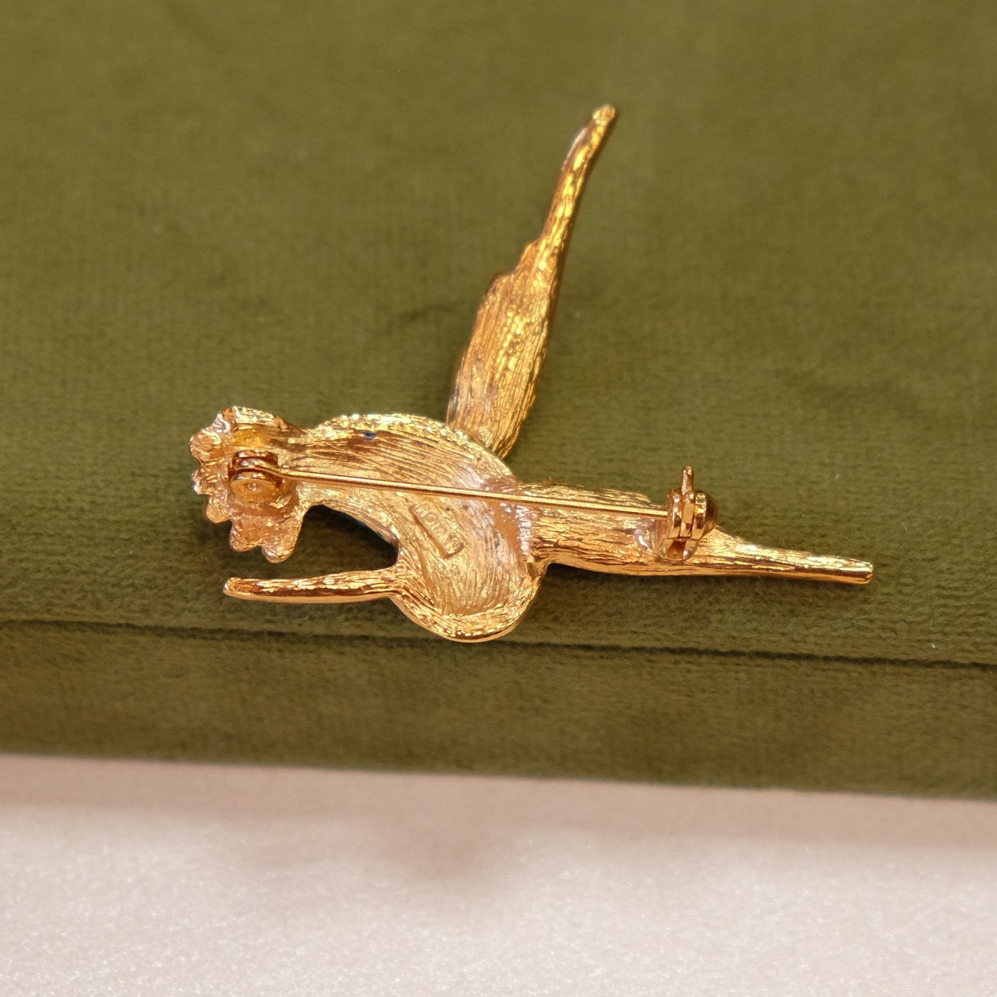 Enamel Hummingbird Brooch signed Roman