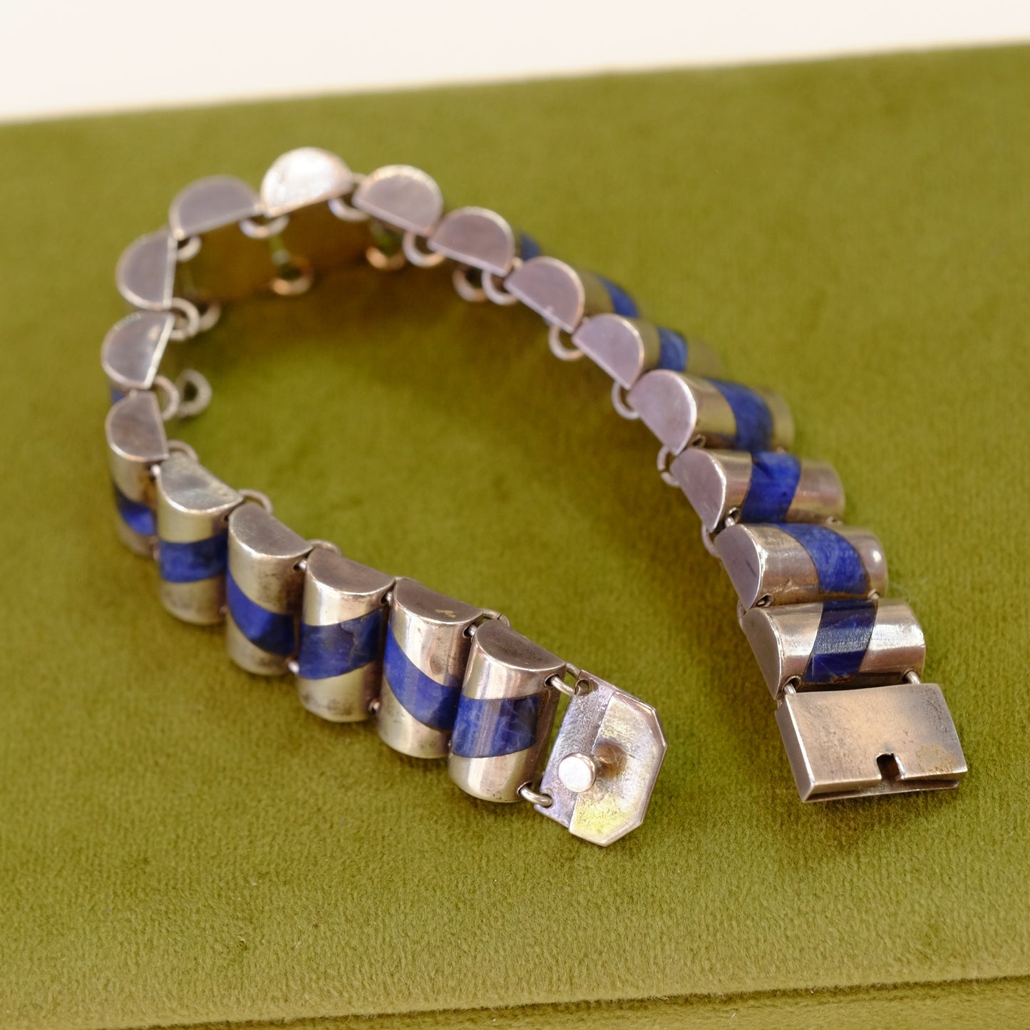 Mexico Sterling Bracelet with Blue Decoration