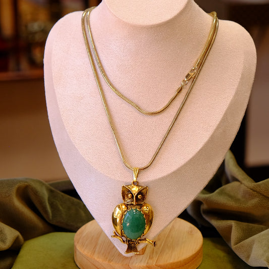 Vintage Whimsical Owl Pendant on Chain