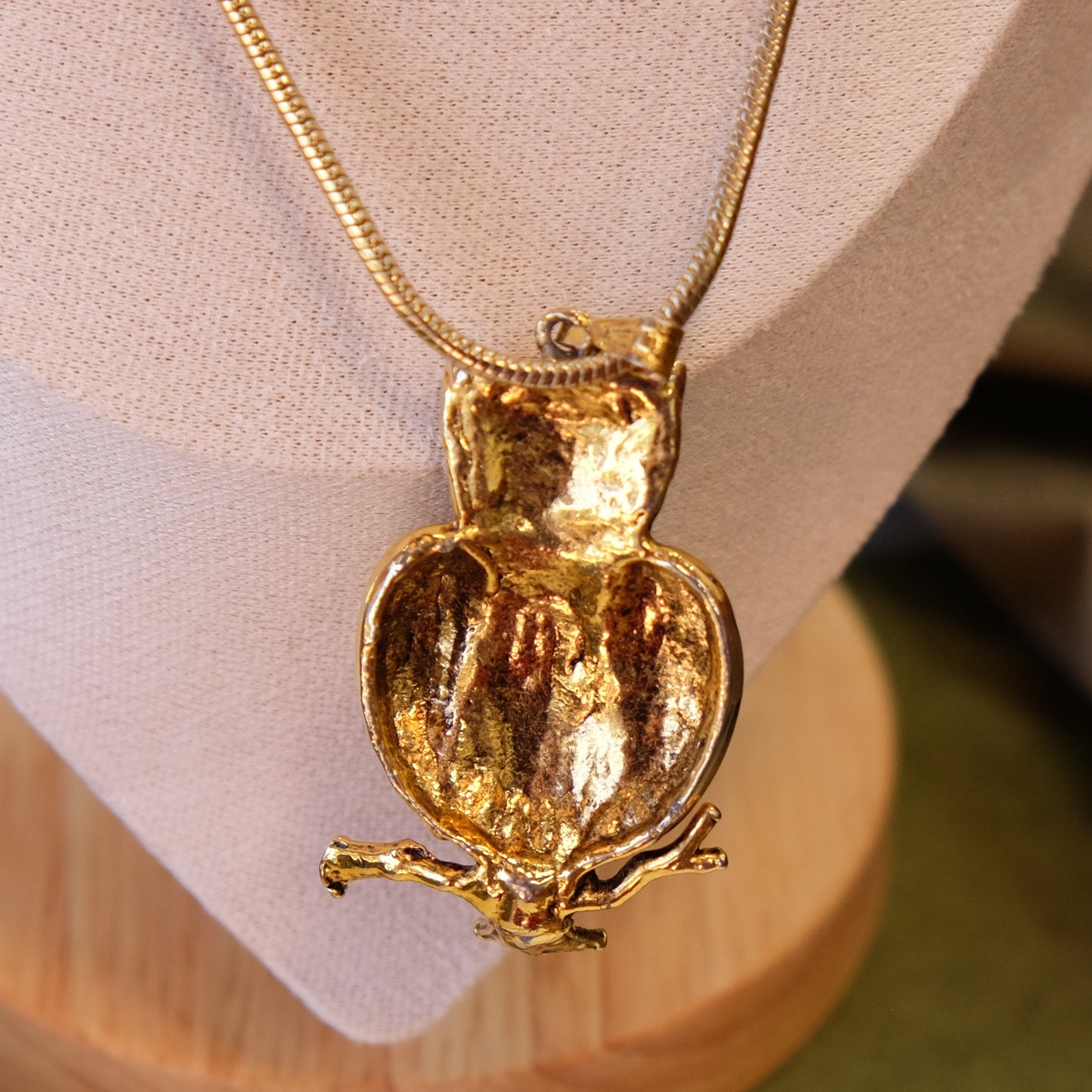 Vintage Whimsical Owl Pendant on Chain