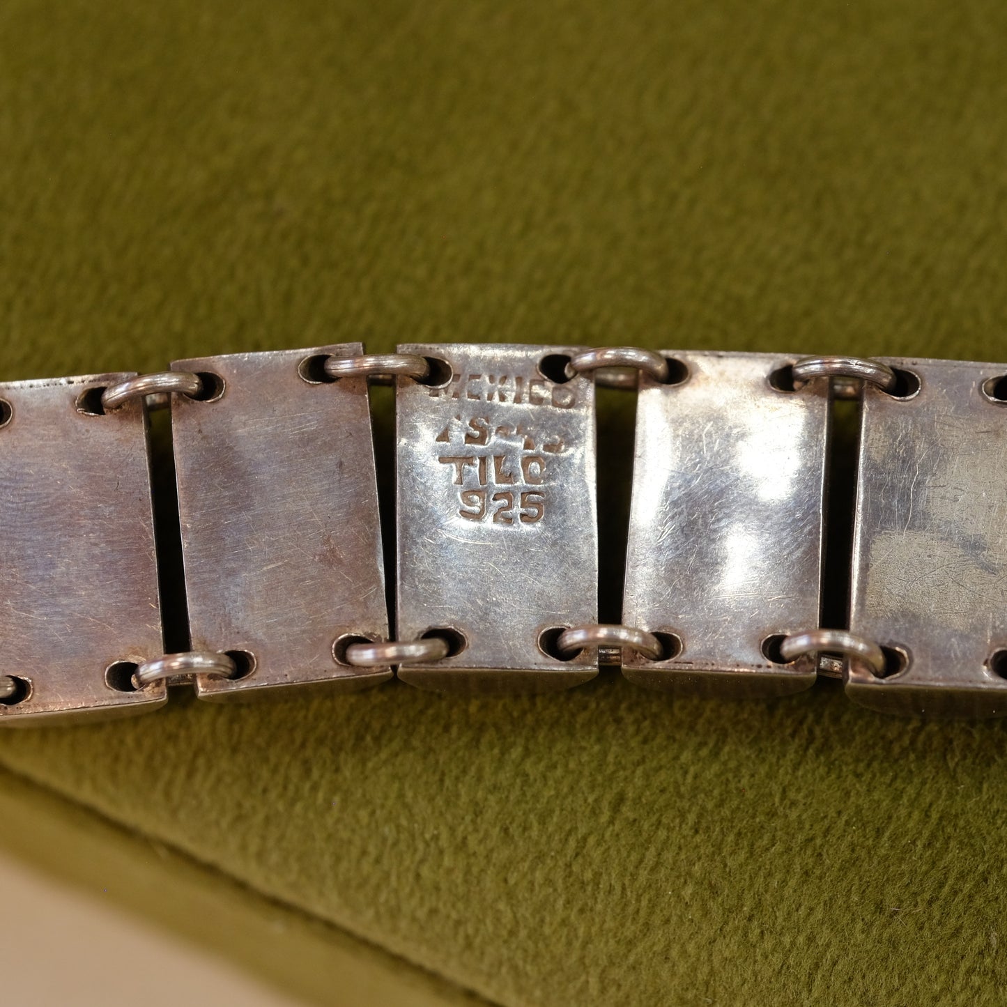 Mexico Sterling Bracelet with Blue Decoration