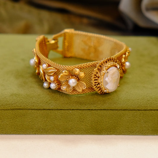 Cameo Revival Mesh Bracelet 1970s