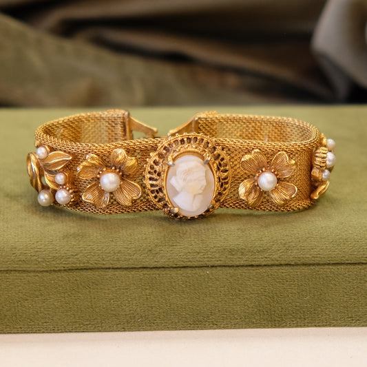 Cameo Revival Mesh Bracelet 1970s