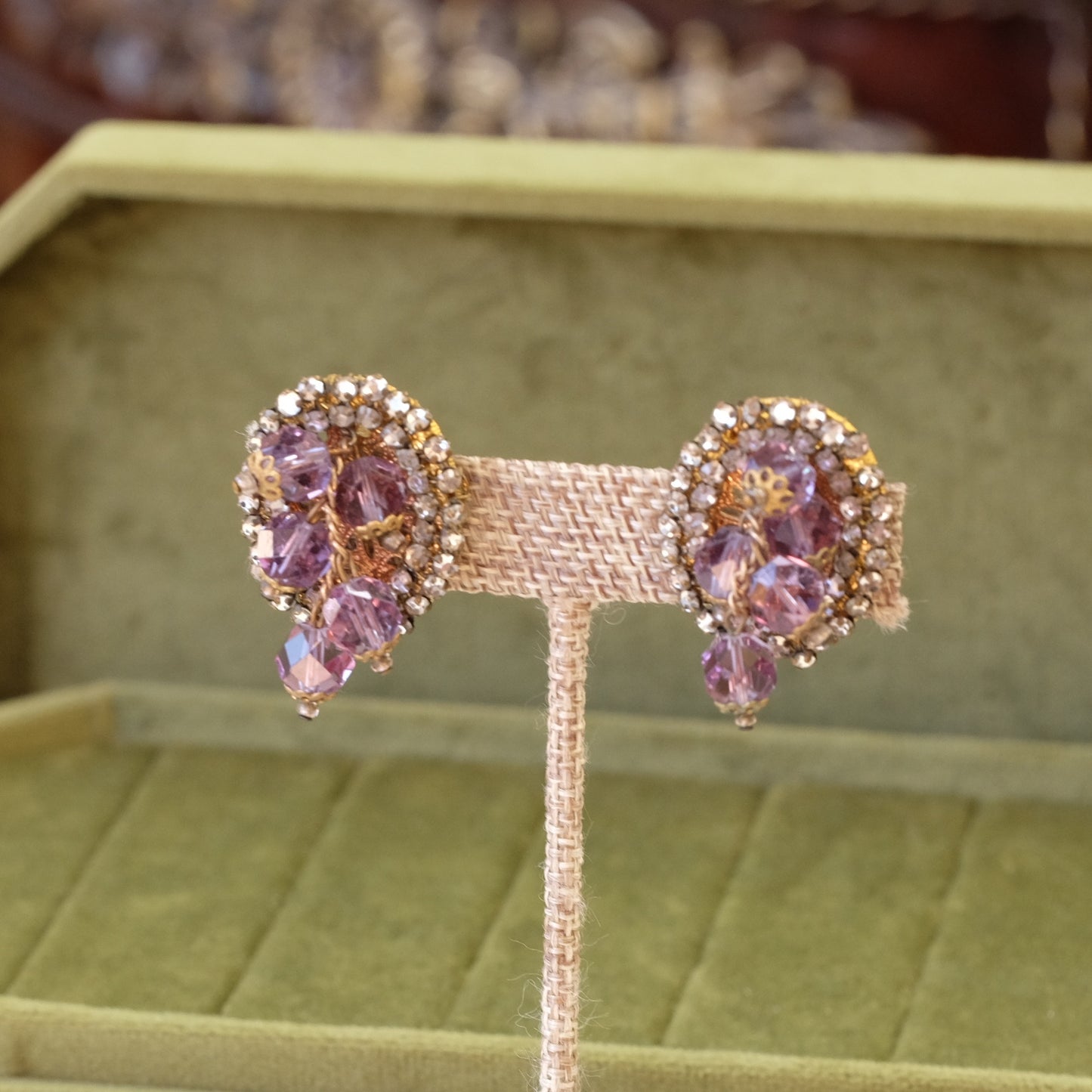 Vintage Purple Dangle Earrings 1960s