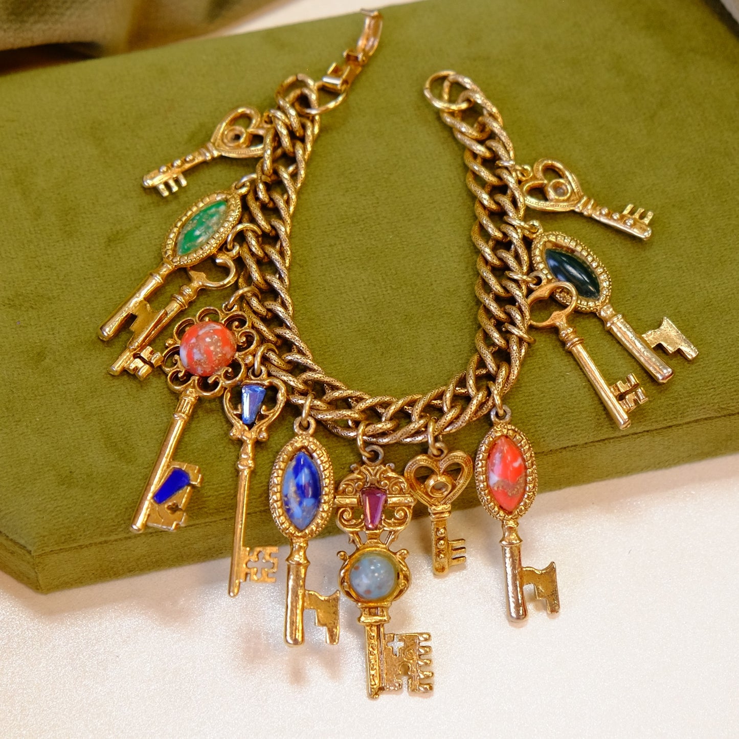 Vintage Revival Key Charm Bracelet 1970s