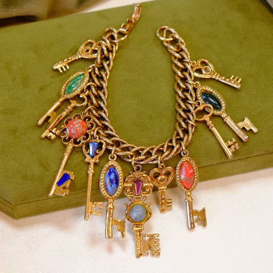 Vintage Revival Key Charm Bracelet 1970s