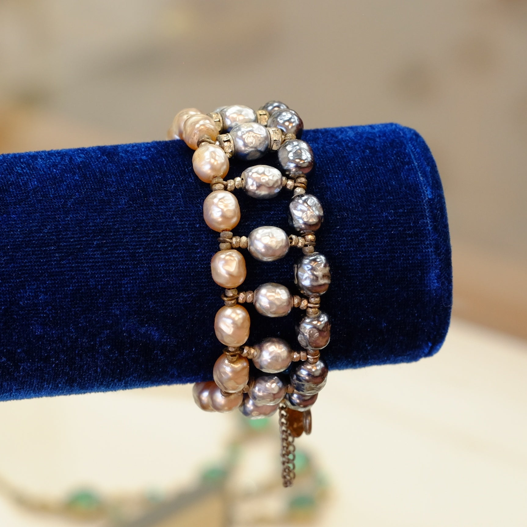 Vintage Miriam Haskell Multi color Faux Pearl Bracelet 1950s