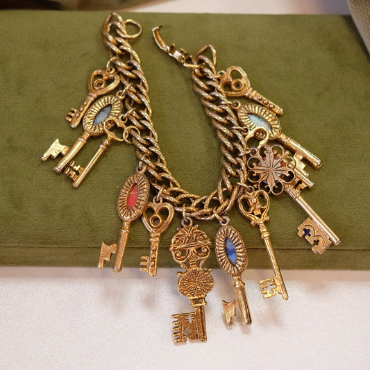 Vintage Revival Key Charm Bracelet 1970s