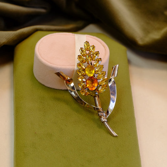 Sterling Amber Brooch