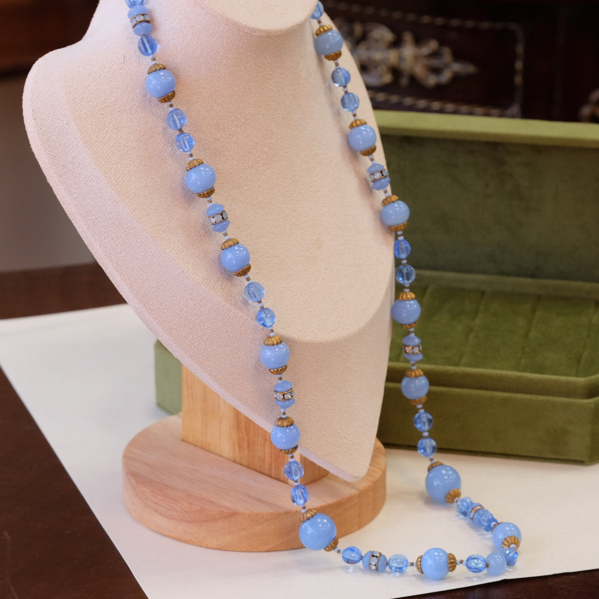 Vintage Miriam Haskell Blue Glass Necklace 1960s – Antiques by Anna