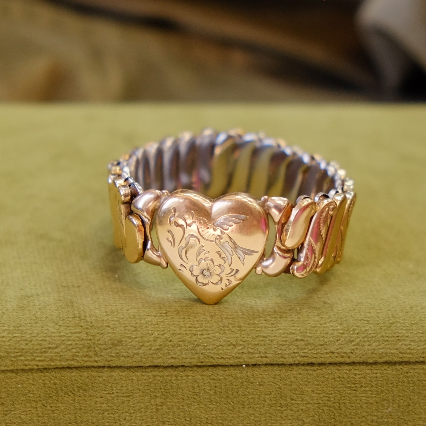 Sweetheart Bracelet with Accented heart and Bird engraving