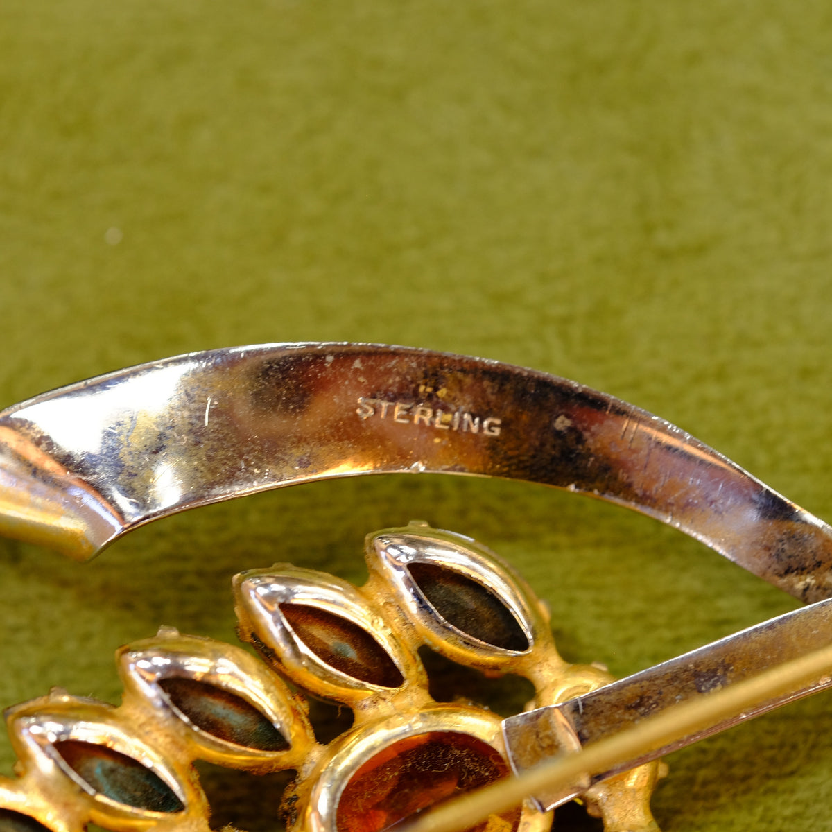 Sterling Amber Brooch