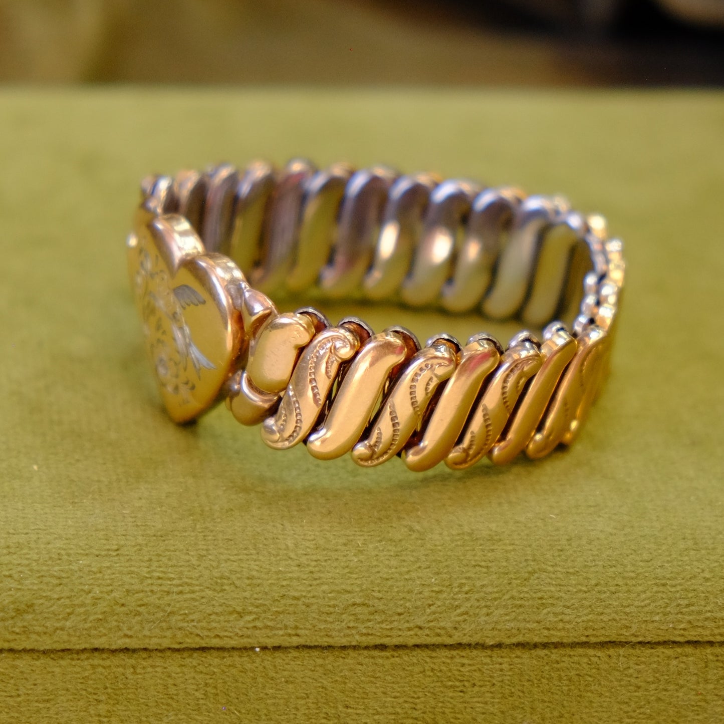 Sweetheart Bracelet with Accented heart and Bird engraving