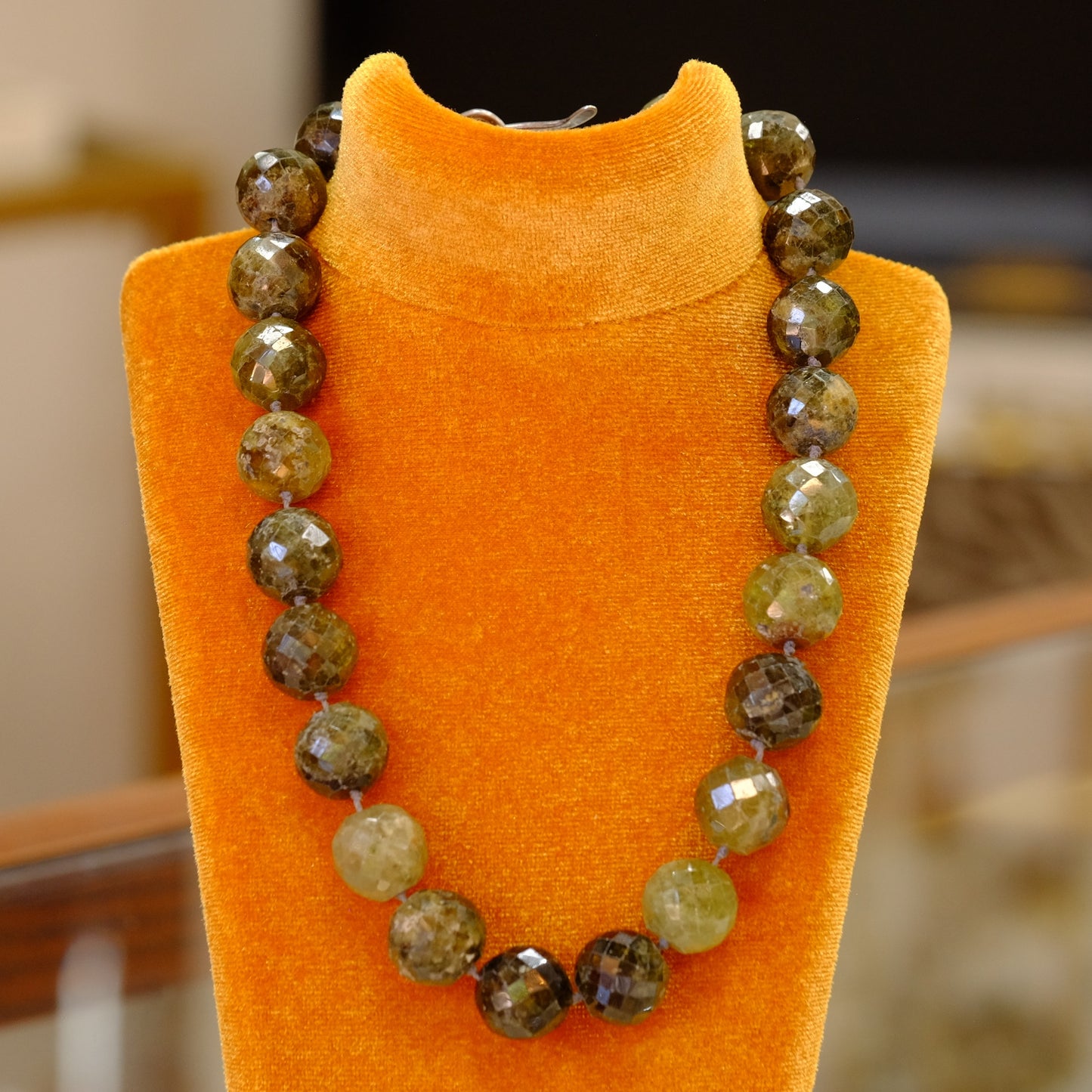 Rebecca Collins Sterling Green Aventurine Beads Necklace