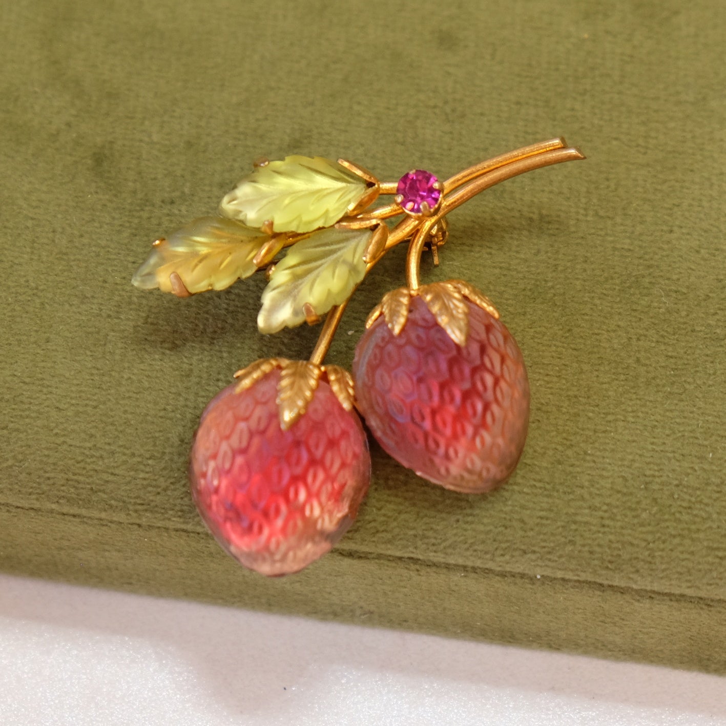 Vintage Austria Strawberry Brooch 1950s