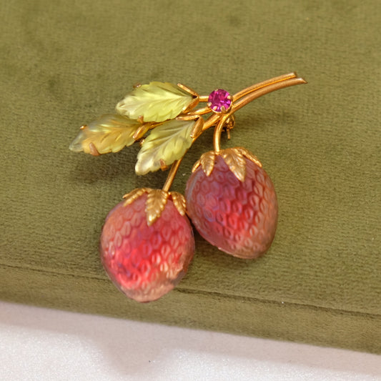 Vintage Austria Strawberry Brooch 1950s